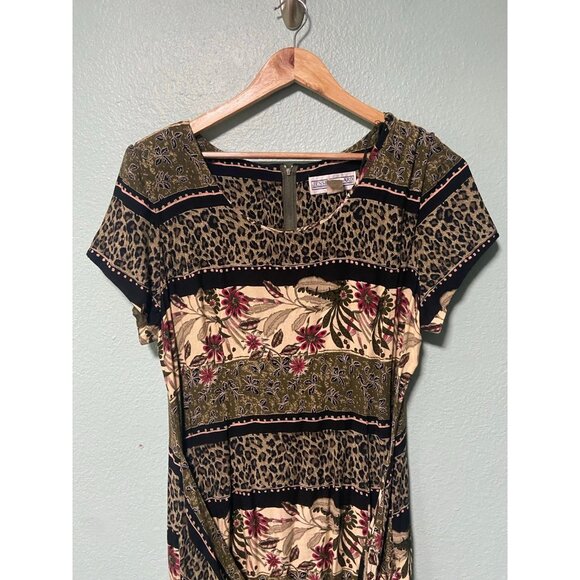 Vintage Jessica Howard Women's Brown Cheetah Print Midi Wrap Dress Size 6 - Picture 4 of 7